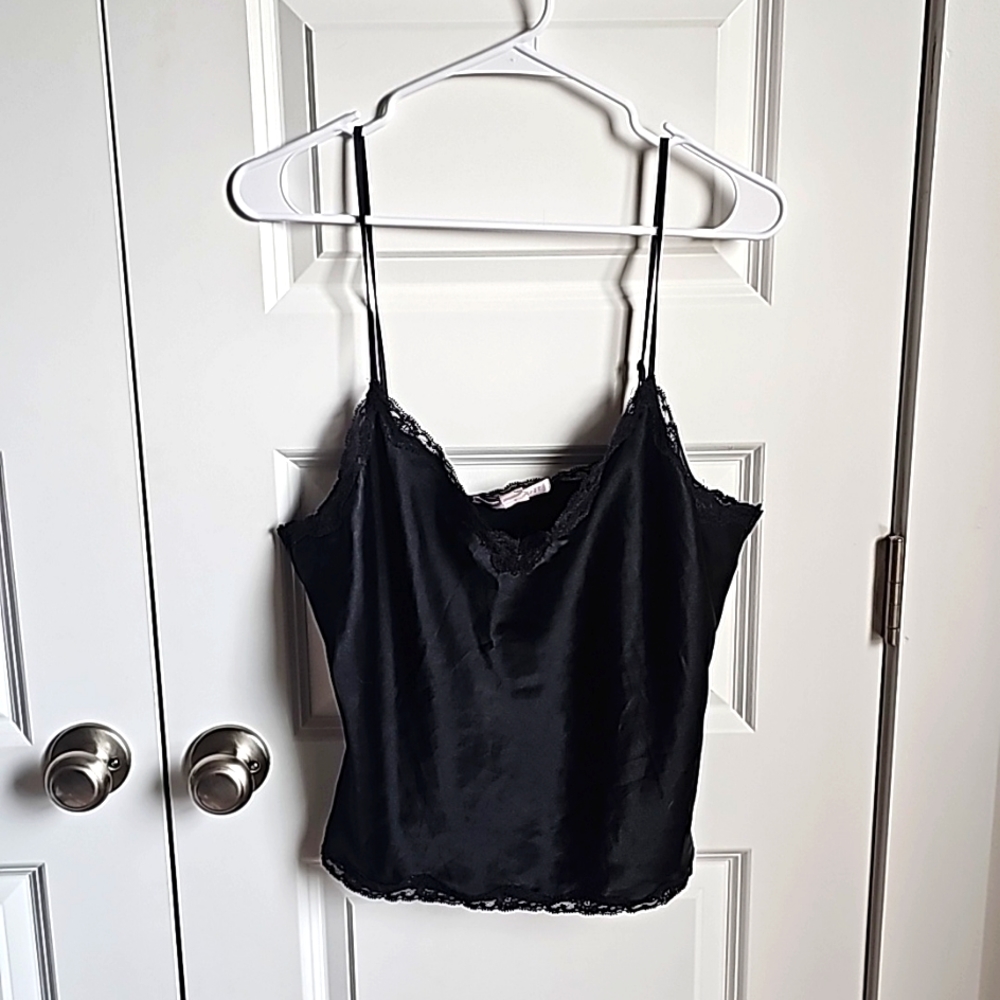 Victoria's Secret Silky Lingerie Top in Black With Lace Women's Size Large EUC - Picture 1 of 8